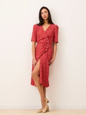 Rouje | Dresses | New Rouje Rosalie Dress Midi Wrap Cerise Cherry